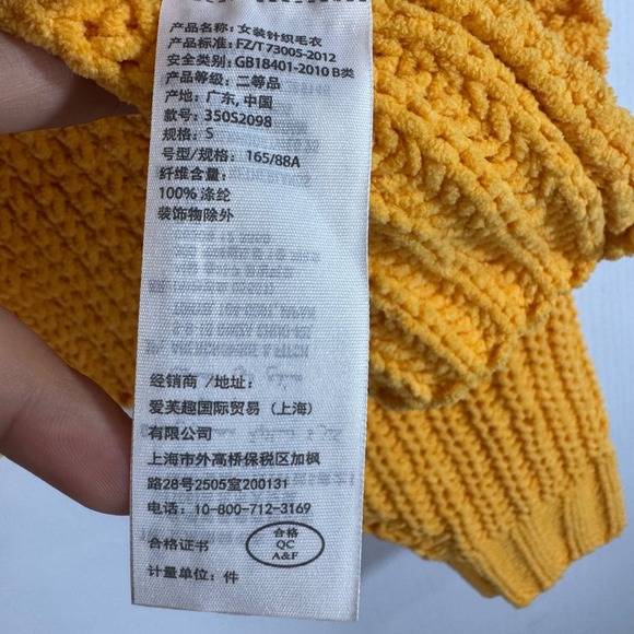 Hollister Yellow Knit Sweater Cropped Long Sleeve Women Size S - Picture 12 of 13